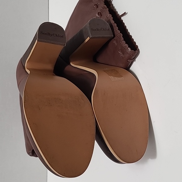 See by Chloe Genuine‎ Brown Leather Heeled Boots Size 7/38 - Picture 10 of 16